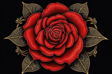 Drawing of the Tudor rose. Generative AI - obrazy, fototapety, plakaty
