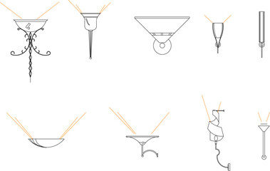 Vector sketch illustration of wall lamp design for home interior
