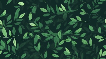  a green leafy background with leaves and stems on a dark green background.  generative ai - obrazy, fototapety, plakaty