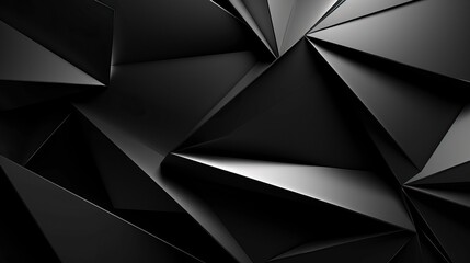 A black abstract background with an intricate arrangement of triangular shapes created with Generative AI technology - obrazy, fototapety, plakaty
