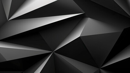 A black and white abstract triangular design background created with Generative AI technology