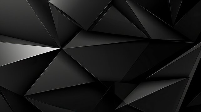Abstract black background with triangular shapes created with Generative AI technology © Karlaage