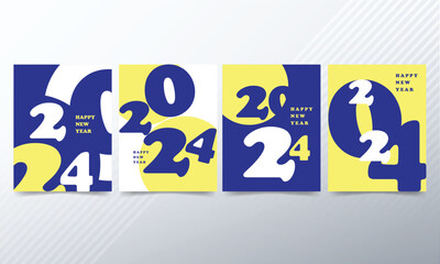  2024 Year Set Numbers. Happy New Year 2024 and Merry Christmas. Abstract Vector Illustration for the New Year for Banner, Poster and Card. 