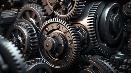 close up of gears. Generative AI
