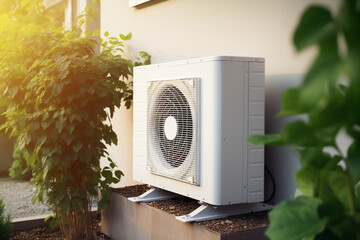Clean and Sustainable Energy: Air Source Heat Pump in Your Home. AI Generated.