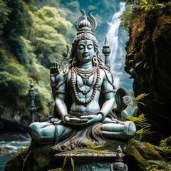Fototapeta premium Stunning Statue of Lord Shiva, Hindu God of Creation, Preservation, and Destruction