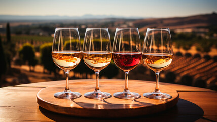 wine in glasses on the vineyard