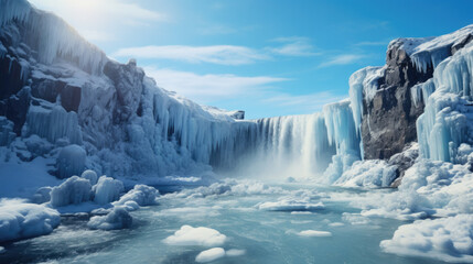 Fototapeta na wymiar a frozen waterfall in winter