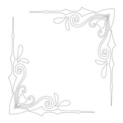 frame with flowers isolated on white background in illustration vector design. outline frame icon. 