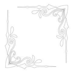 Obraz premium frame with flowers isolated on white background in illustration vector design. outline frame icon. 