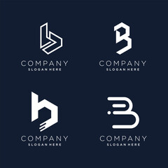 Letter B logo design element vector collection with modern style