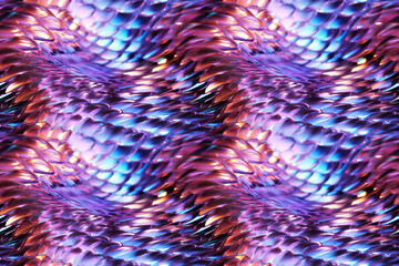 Holographic Metal Cells Glisten with Iridescent Waves. Seamless Repeatable Background.