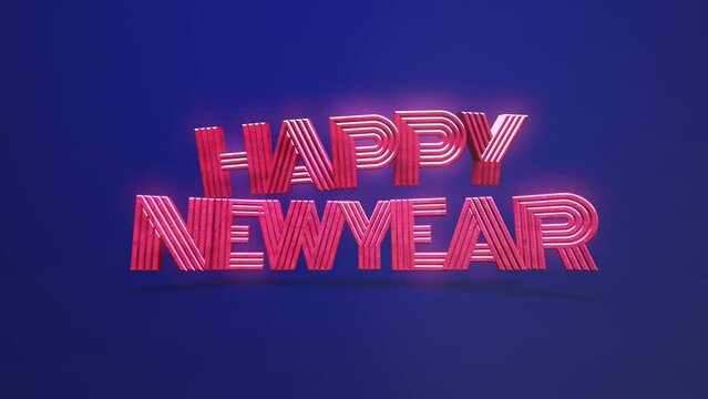 Modern and colorful Happy New Year text on a vivid blue gradient. Ideal for business promotions and seasonal events, motion abstract background merges winter style with a splash of festive vibrancy