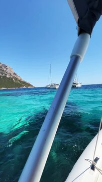 view of tavolara kingdom in sardegna italy from gommoni