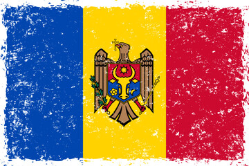 Moldova flag grunge distressed style
