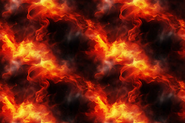 Fototapeta premium Cascading flames and billowing smoke in a captivating diagonal arrangement. Seamless repeatable background.