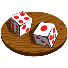two dice on a wood table vector