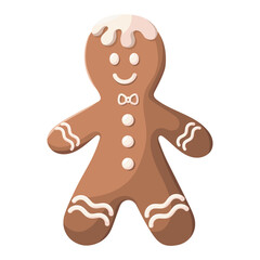 Gingerbread cookies. Winter homemade sweet in shape of man. Cartoon Vector illustration