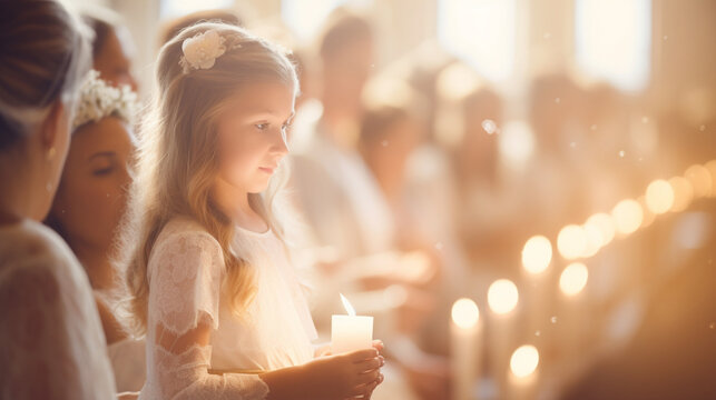 A baptism ceremony with soft, ethereal bokeh in the background, spiritual practices of Christians, bokeh