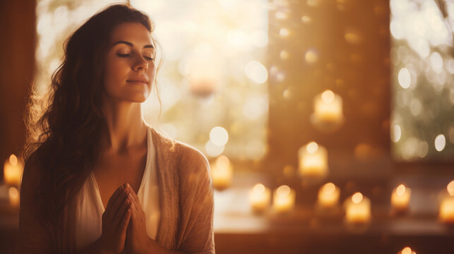 A person attending a Christian retreat, finding peace amidst serene bokeh, spiritual practices of Christians, bokeh