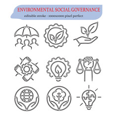 set of icons for your design icon in a isolated vector design illustration on a white background , environmental social governance
