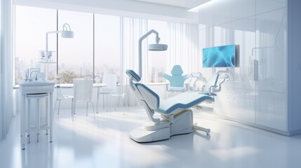 Dentist office interior with medical equipment