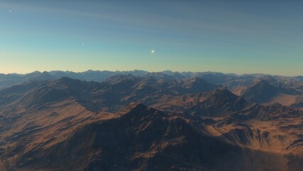 landscape on planet Mars, scenic desert scene on the red planet
