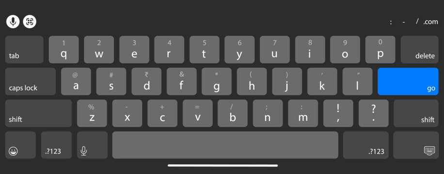 Dark mode Keyboard Apple Ipad Pro  in a realistic style. Vector illustration