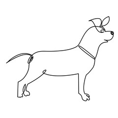 Continuous one line dog pet outline vector art drawing