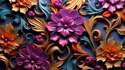 background with floral flowers background. Generative in ai