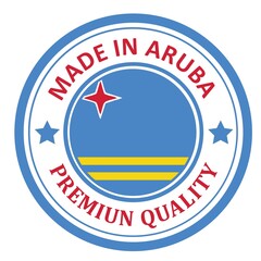 The sign is made in Aruba. Framed with the flag of the country
