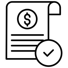 Outline Dollar document Approve icon