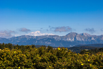 Fototapeta premium Vue sur le Massif des Bauges depuis le Belvédère du Mont Revard