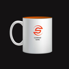 S Logo vector coffee cups with Orange graphic cup design 