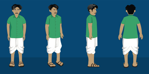 Indian village men cartoon character design for moral stories © Creative_Hamza