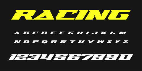Racing lettering vector graphic apparel clothing prints eps svg png. Typography Fonts graphics designs posters stickers. Download it Now in high resolution format and print it in any size - obrazy, fototapety, plakaty