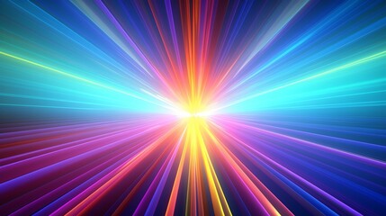 3d render, abstract background with colorful spectrum. Bright neon rays and glowing lines.