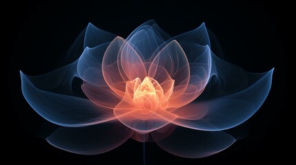 Generative AI image of beautiful lotus gracefully poised on dark backdrop