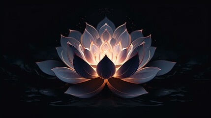 Naklejka na ściany i meble Generative AI image of beautiful lotus gracefully poised on dark backdrop