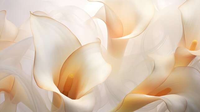 Delicate white calla lily on a white fabric.