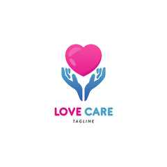 People hand that holding a heart shape, Love care Logo Symbol Design Template Flat Style Vector