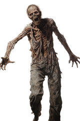 Scary zombie walking and grasping on a transparent background
