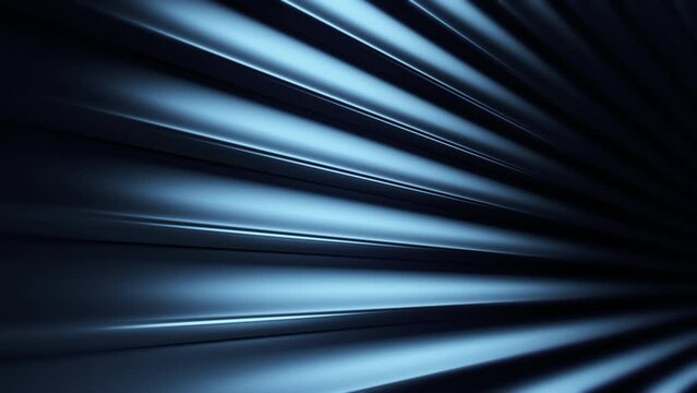 Blue 3d render abstract background. Simple geometric motion texture for trendy technology concept. Industrial steel style stripes. Seamless loop.