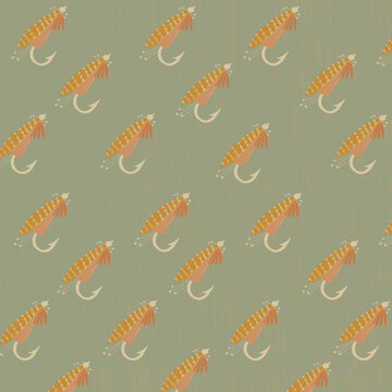 Vector illustration of fully feathered fishing flies against gray backdrop