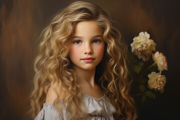 Naklejka premium Portrait of a young girl studio