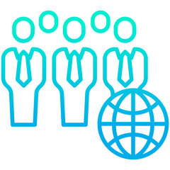 Outline gradient Global Business Customers icon