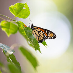 butterfly on a green leaf