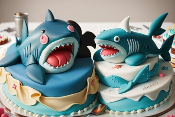 Shark Animal cake shape animal shaped food concept illustration generative ai