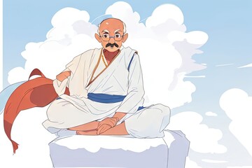 Mahatma Gandhi, Indian freedom Fighter, 2 October Ai generated illustration