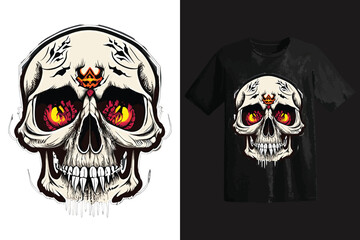 Skull scary vector illustration for t-shirt design